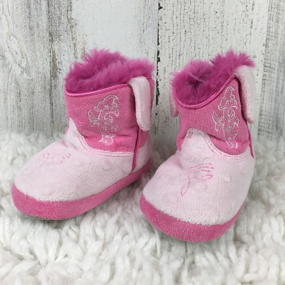 Cowboy Kickers Pink Boot Fuzzy Infant 